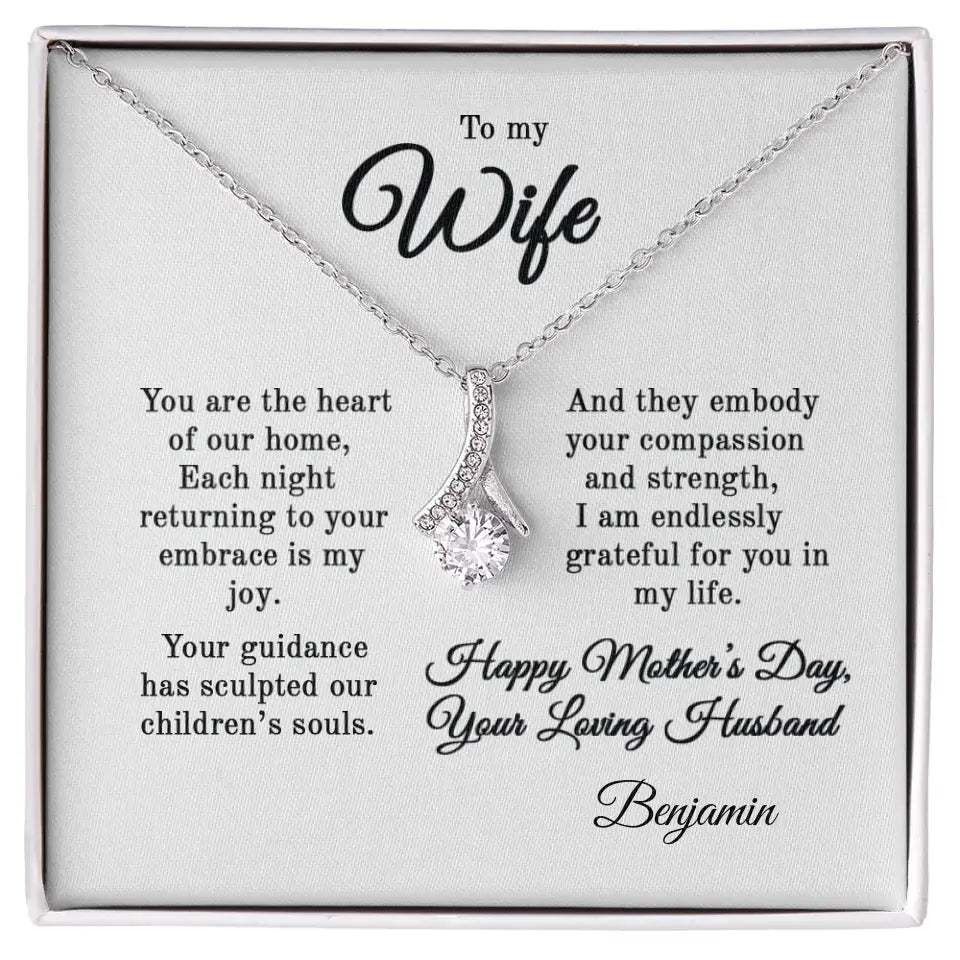 Mothers Day Gift Personalized Necklace to Wife from Husband 158ap