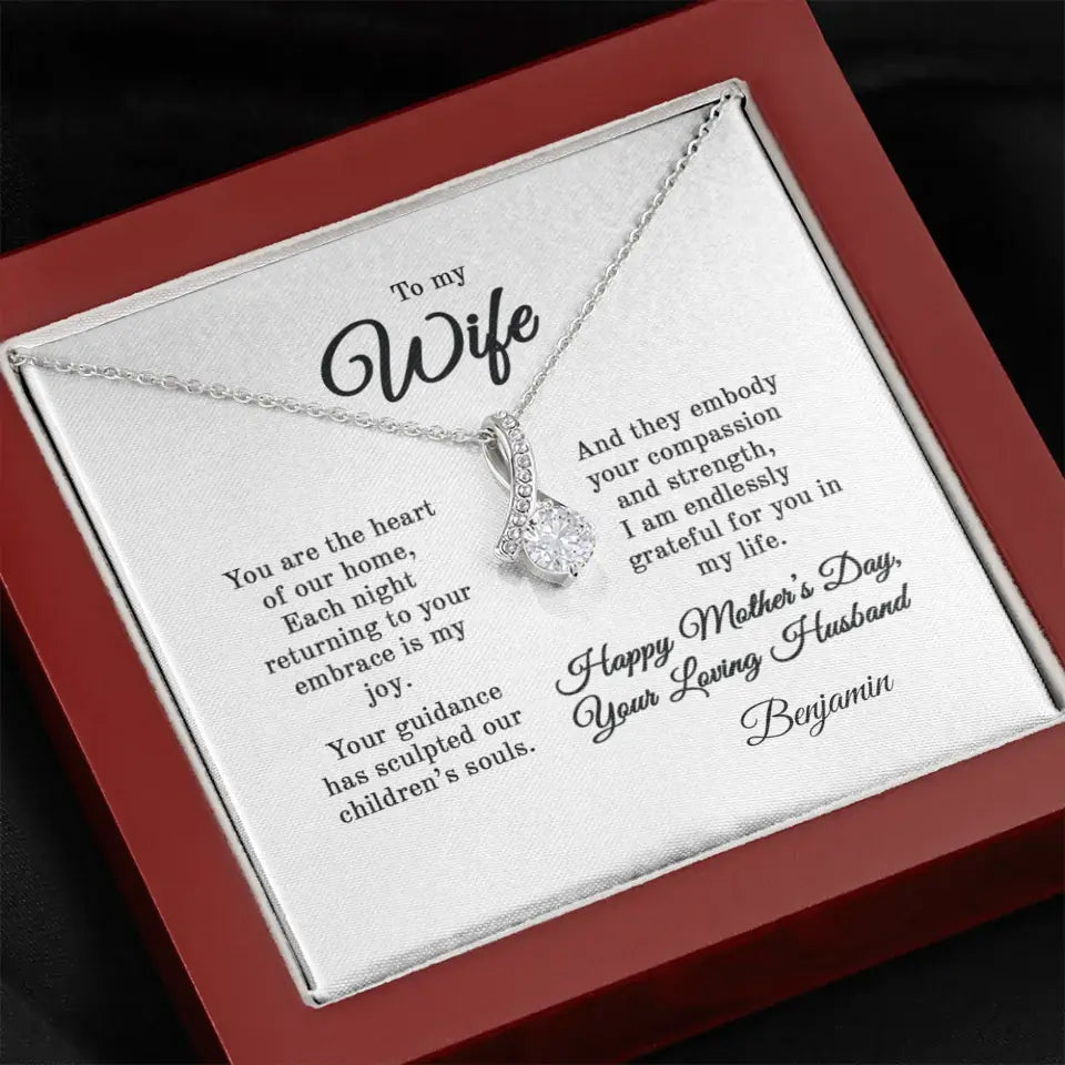 Mothers Day Gift Personalized Necklace to Wife from Husband 158ap