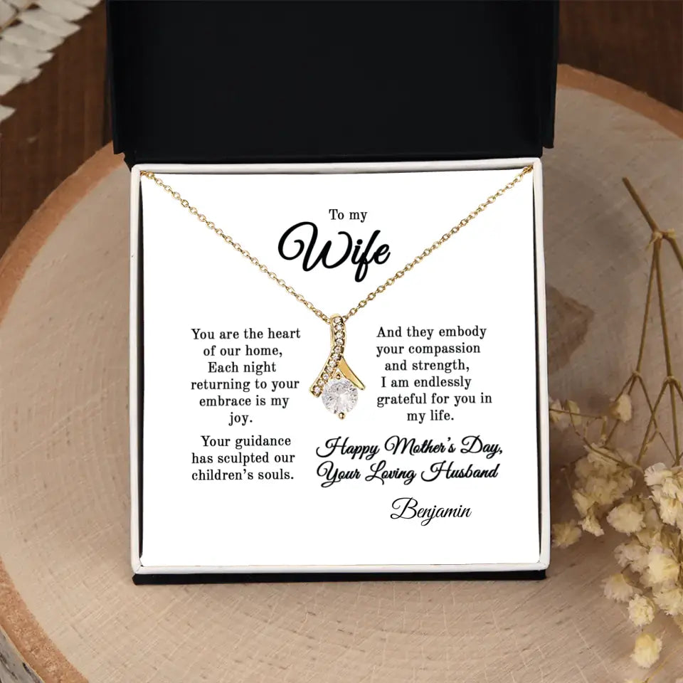 Mothers Day Gift Personalized Necklace to Wife from Husband 158ap