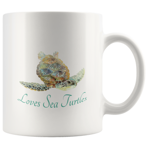Loves Sea Turtles Personalized 11oz Coffee Mug