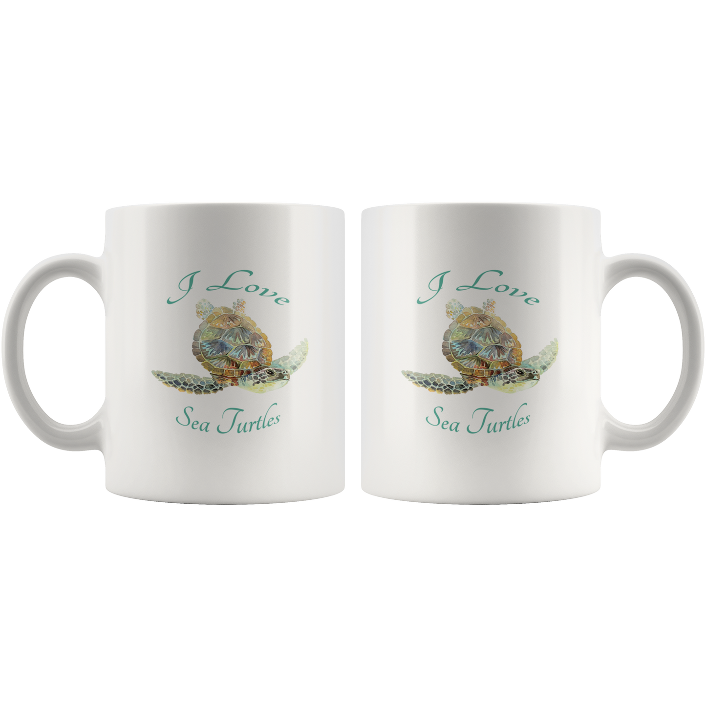 I Love Sea Turtles Watercolor Coffee Mug