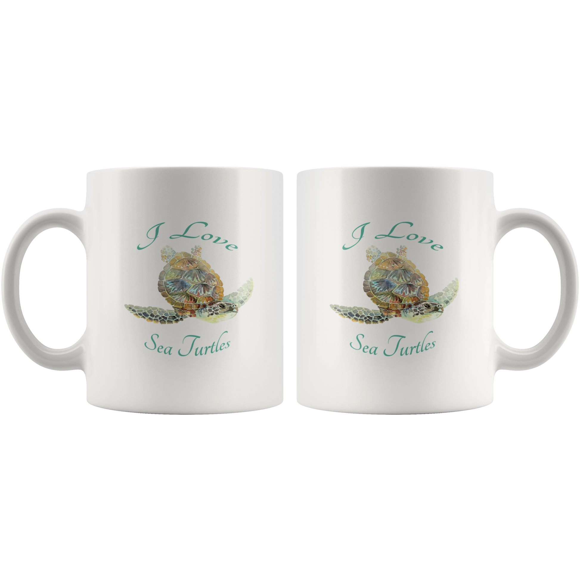 I Love Sea Turtles Watercolor Coffee Mug