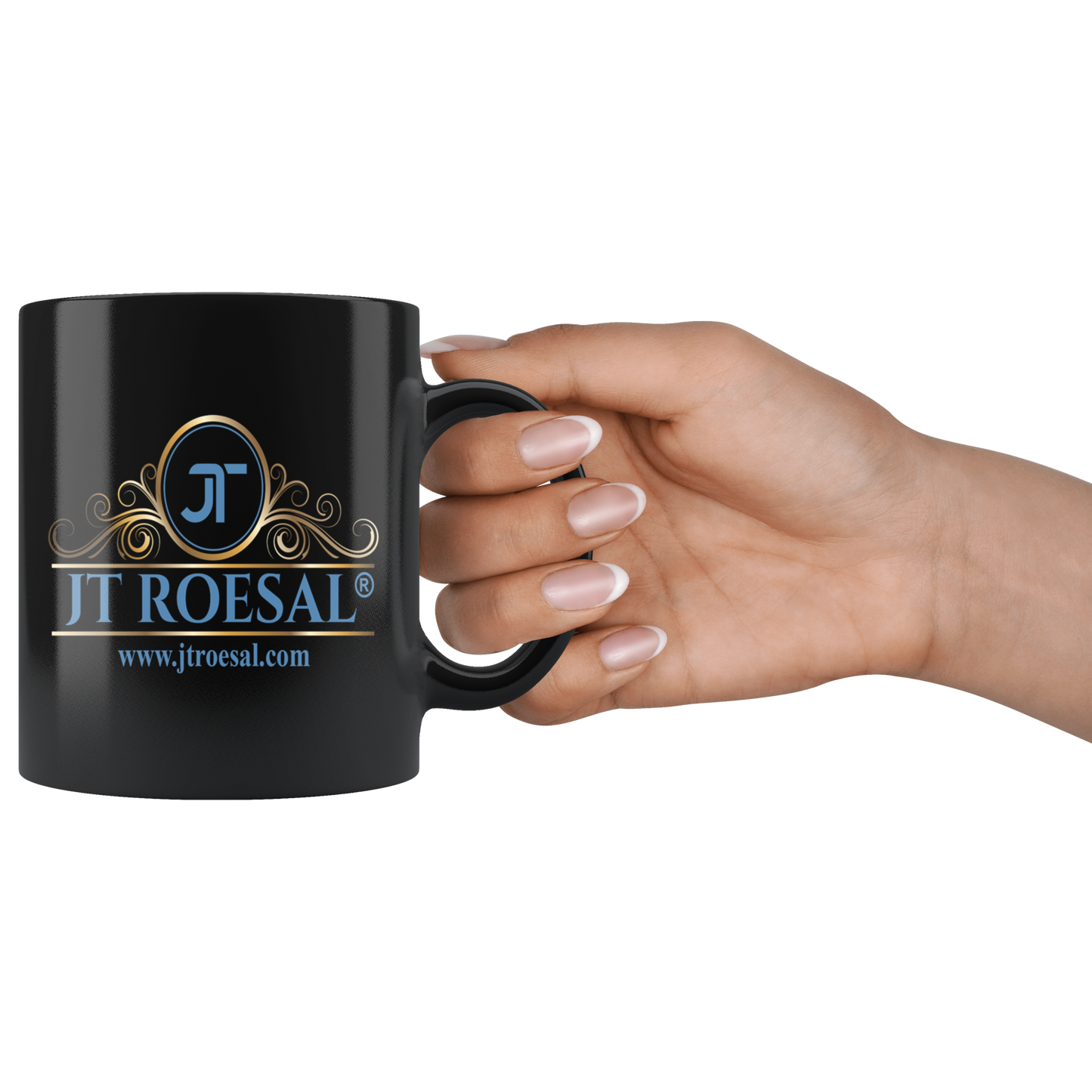 JT ROESAL 11oz Black Coffee Mug