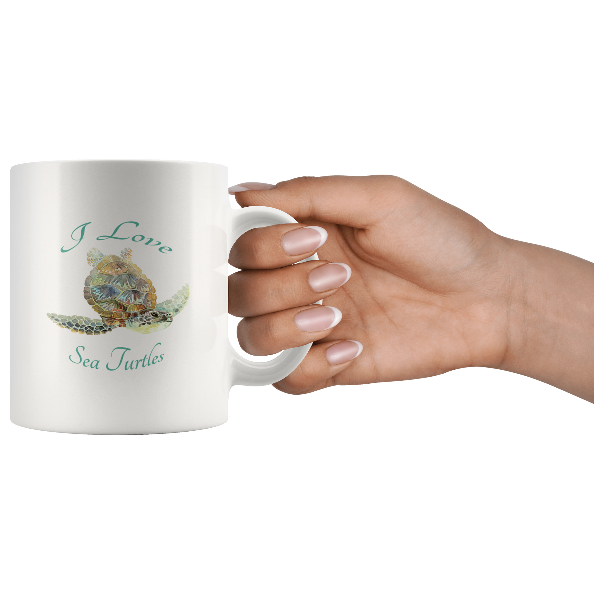 I Love Sea Turtles Watercolor Coffee Mug