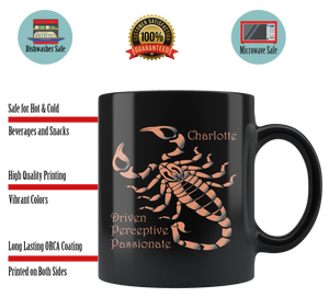 Scorpio Personalized 11oz Black Coffee Mug