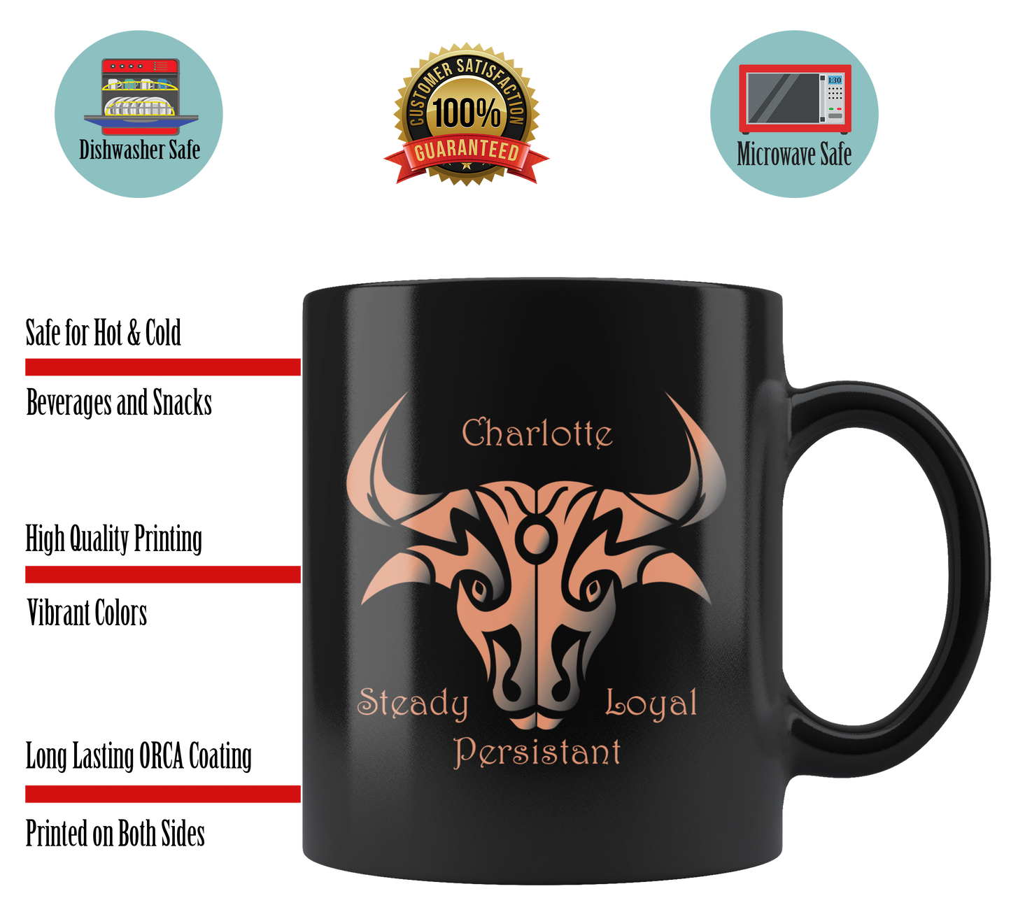 Taurus Personalized 11oz Black Coffee Mug