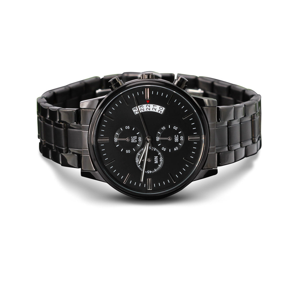 Mens Watch Chronograph Black With Engraving Available