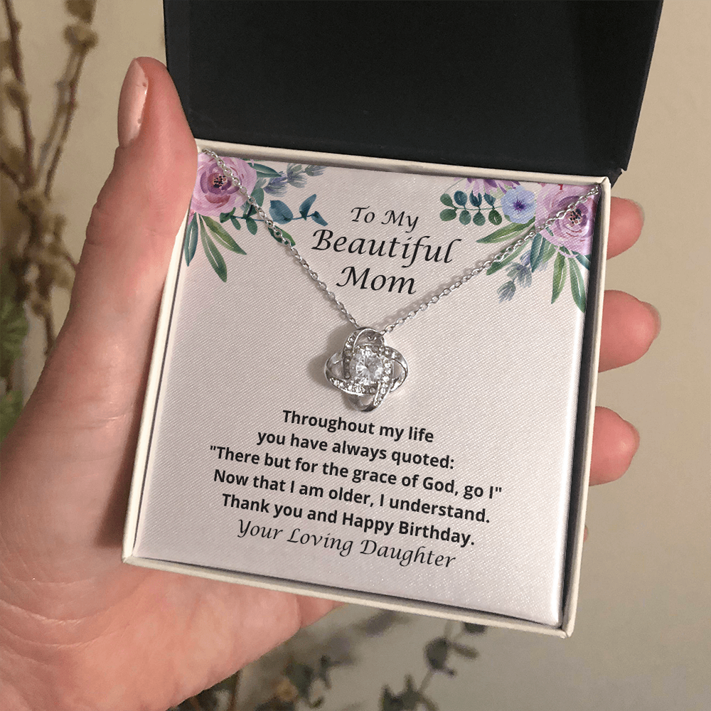 Happy Birthday Mom from Your Loving Daughter Necklace 150c - white gold