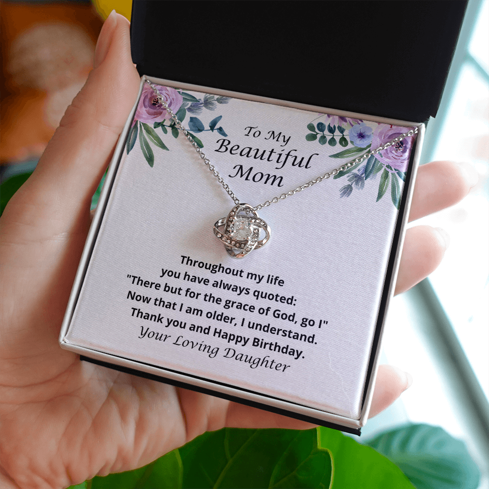 Happy Birthday Mom from Your Loving Daughter Necklace 150c - white gold