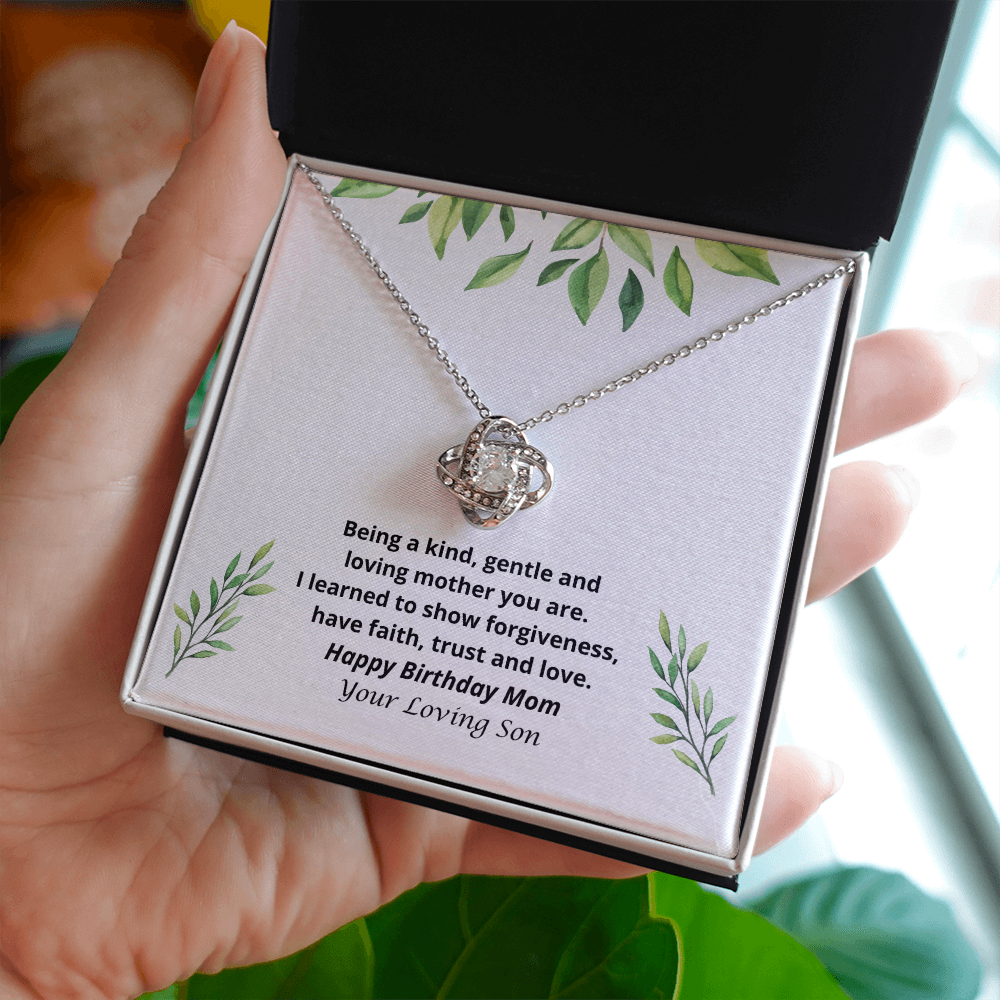 Happy Birthday Mom from Son Circle of Love Necklace 152c - white gold