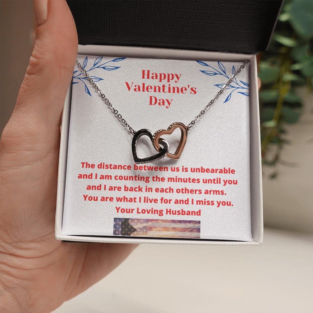 Valentine's Day Romantic Gift Necklace for Wife, I Miss You from Military Husband Gift to Wife 111b