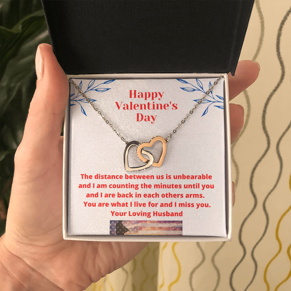 Valentine's Day Romantic Gift Necklace for Wife, I Miss You from Military Husband Gift to Wife 111b