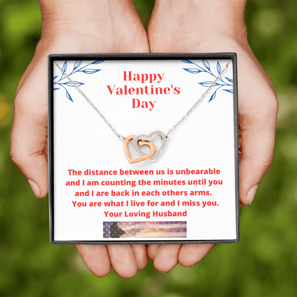 Valentine's Day Romantic Gift Necklace for Wife, I Miss You from Military Husband Gift to Wife 111b