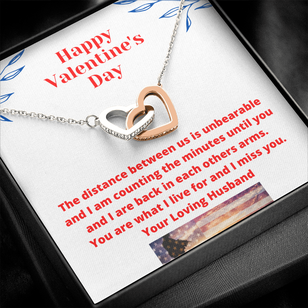 Valentine's Day Romantic Gift Necklace for Wife, I Miss You from Military Husband Gift to Wife 111b