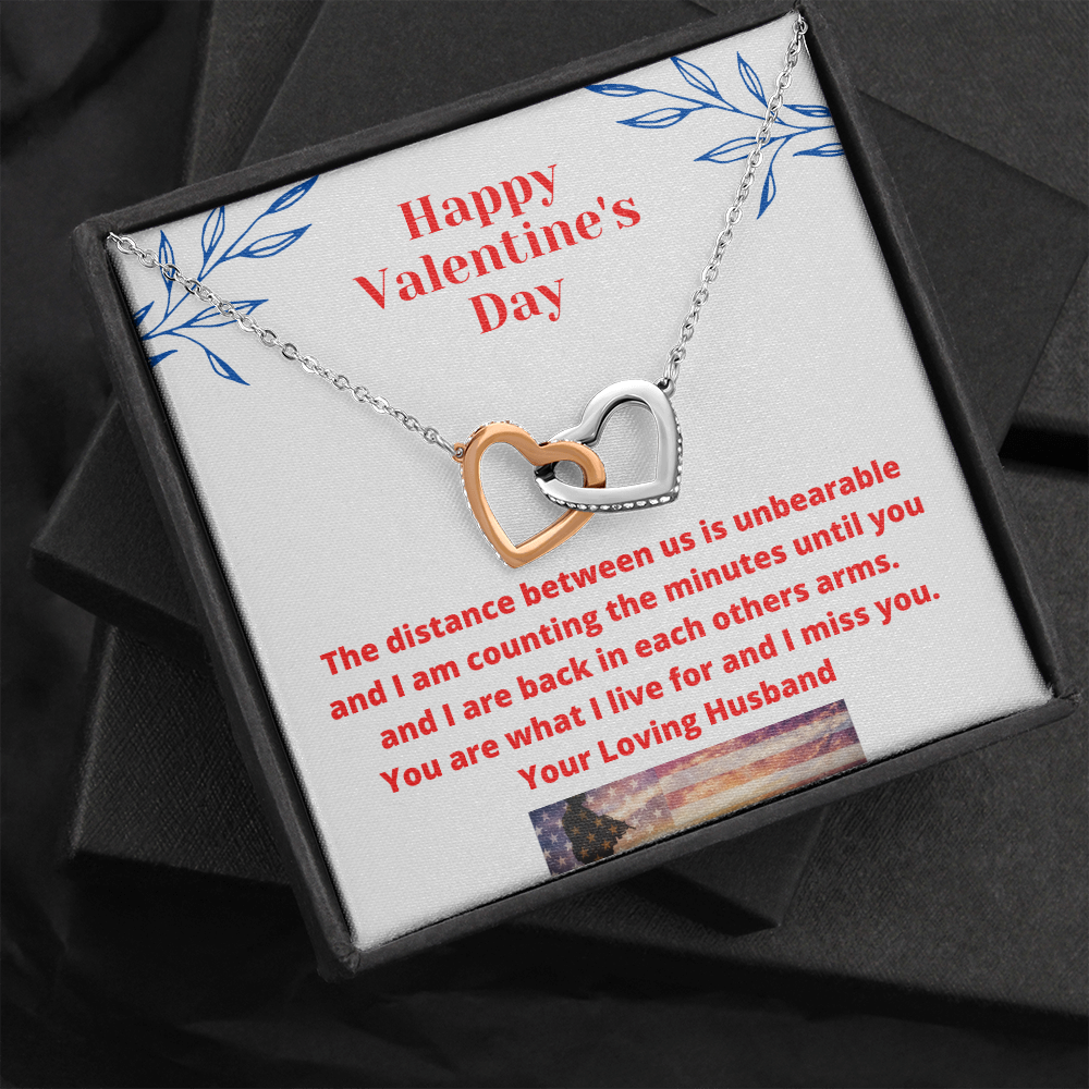 Valentine's Day Romantic Gift Necklace for Wife, I Miss You from Military Husband Gift to Wife 111b