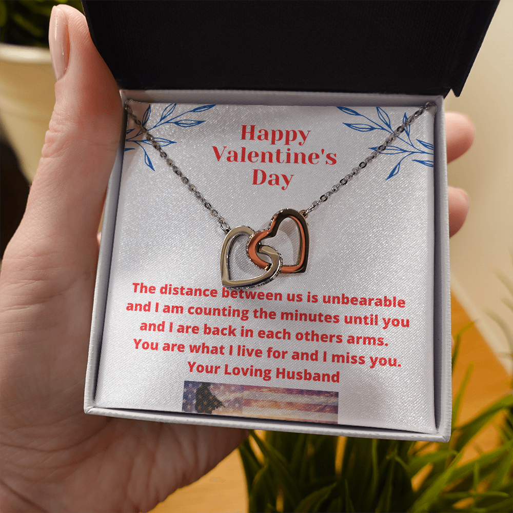 Valentine's Day Romantic Gift Necklace for Wife, I Miss You from Military Husband Gift to Wife 111b