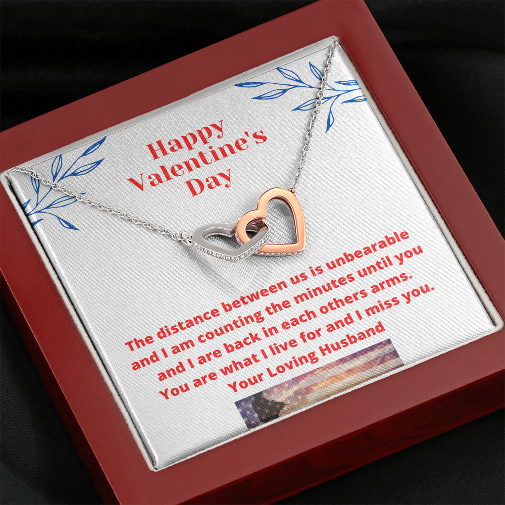Valentine's Day Romantic Gift Necklace for Wife, I Miss You from Military Husband Gift to Wife 111b