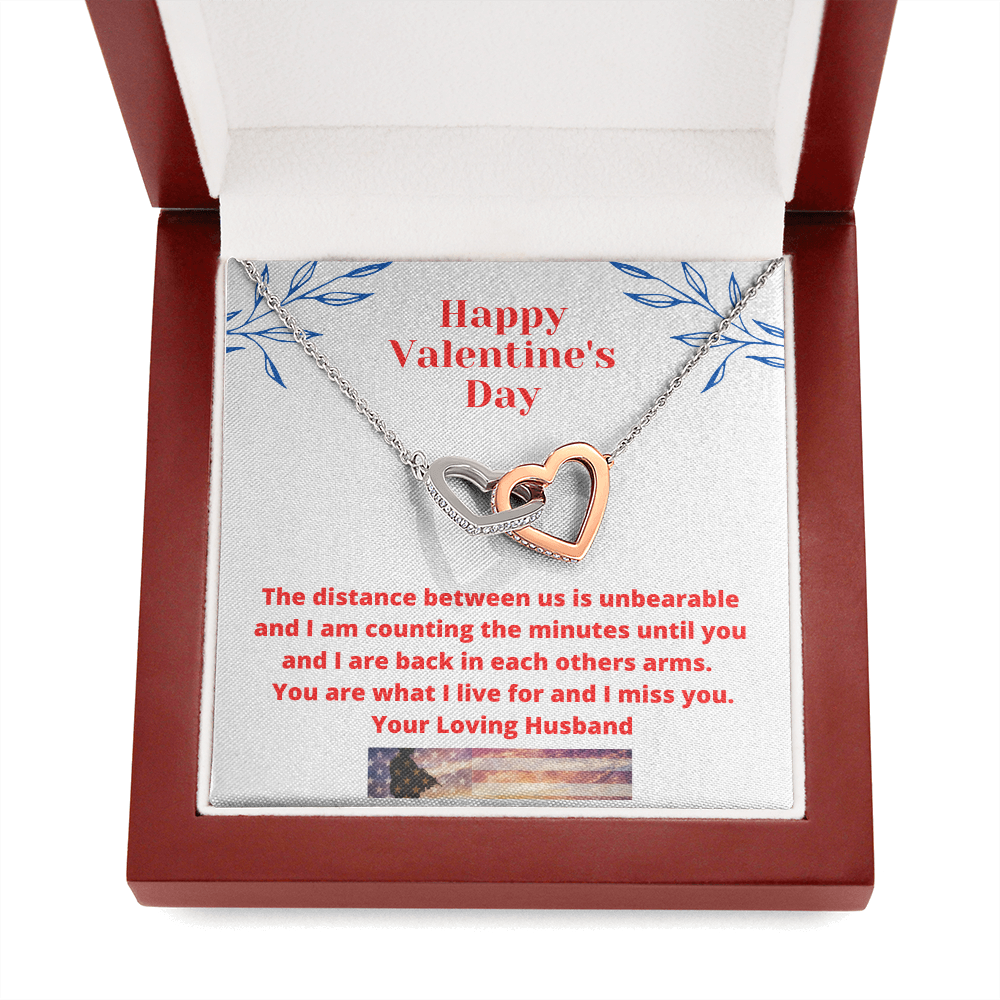 Valentine's Day Romantic Gift Necklace for Wife, I Miss You from Military Husband Gift to Wife 111b