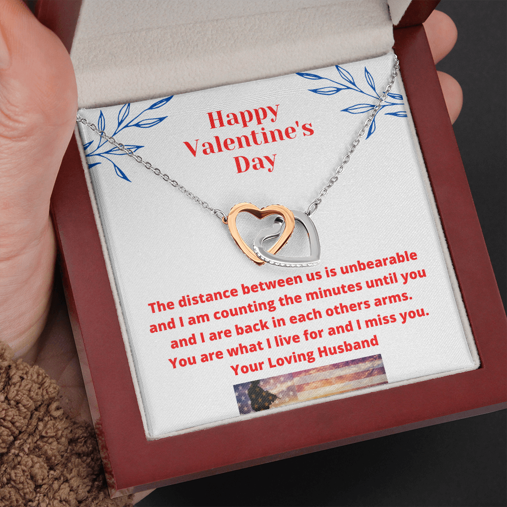 Valentine's Day Romantic Gift Necklace for Wife, I Miss You from Military Husband Gift to Wife 111b