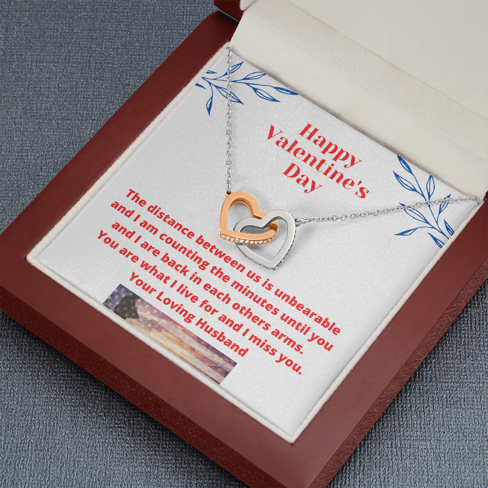 Valentine's Day Romantic Gift Necklace for Wife, I Miss You from Military Husband Gift to Wife 111b