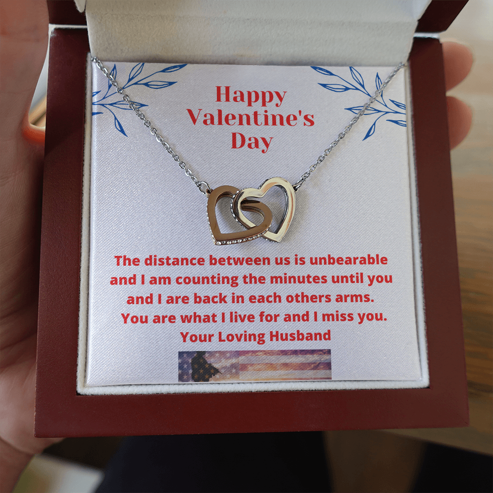 Valentine's Day Romantic Gift Necklace for Wife, I Miss You from Military Husband Gift to Wife 111b