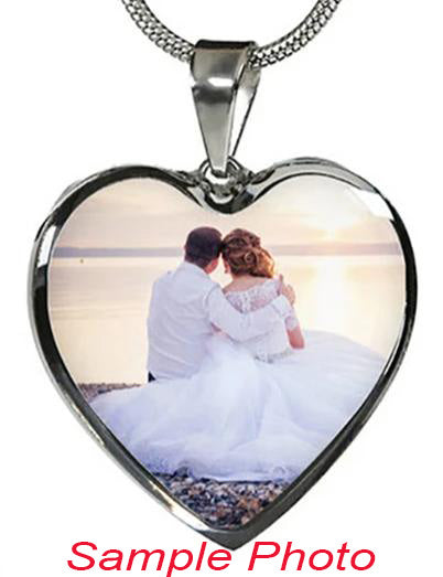 Heart Pendant, Personalized Picture and Engravable sample