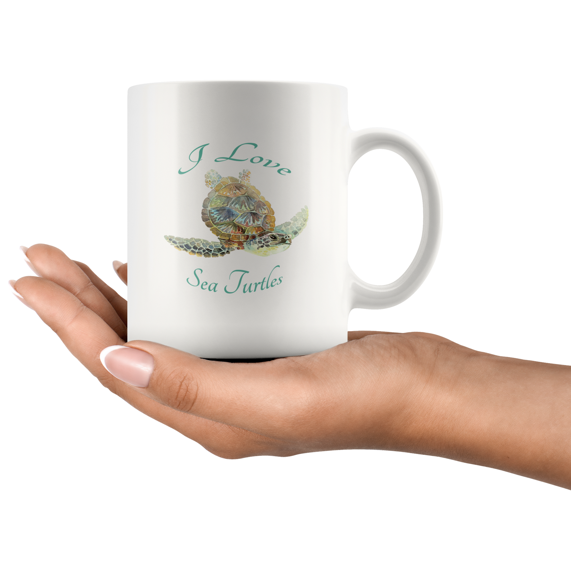 I Love Sea Turtles Watercolor Coffee Mug