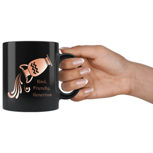 Aquarius Personalized 11oz Black Coffee Mug