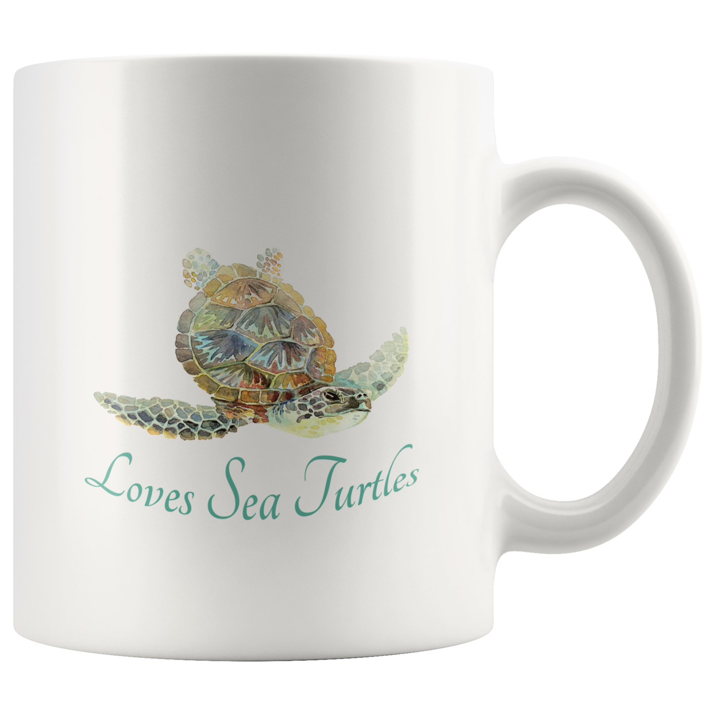 Loves Sea Turtles Personalized 11oz Coffee Mug